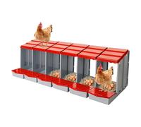 Pondoir pour poules avec couvercles de protection, nichoir à 6 compartiments, en polypropylène, autonome ou monté au mur, avec trous de drainage, 167,4 x 51,5 x 46,5 cm (rouge, A)