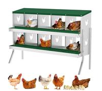 Pondoir pour Poules avec Pieds, 10 Compartiments, en métal Solide, avec Trous d'aération et bac de récupération, pour Grandes Poules, Vert