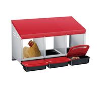 Pondoir pour Poules Nichoirs ,3 cases, avec perchoir et Triple bac de recyclage des œufs- Antirouille /Étanche/ Ventilé -Rouge