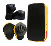 PONDON Équipement de boxe en cuir synthétique, équipement d'entraînement avec coussinet de frappe, ensemble de sports de combat noir, ensemble de gants de boxe, kit de boxe pour la pratique des arts