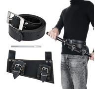 PONDON Étui pour épée et ceinture, fourreau médiéval Katana en cuir PU, support de rapière pour guerrier, chevalier, costume d'assassin