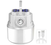 PONDON Lampe de tente, ampoule de secours rechargeable, lanterne de camping solaire multifonctionnelle, câble de type C, double charge, idéale pour les urgences et les marchés en plein air