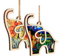 PONDON Lot de 2 cadeaux éléphants pour femme, ensemble de cadeaux d'amitié, ornement à suspendre avec cartes d'histoire, thème de la Saint-Valentin
