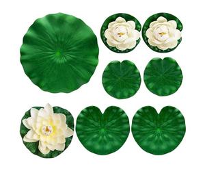Ponds Lily Pads, Artificial Floating Water Lilies, 70g Green Assorted, Realistic Foam Petals, UV-Resistant Surfaces, Decorative Pool Centerpieces for Accent Waterfalls