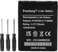 PONDWAY 750 mAh 3,7 V Batterie de Rechange Compatible avec Bosch Nyon S6EA 150906AAWW017 1ICP6/32/39 Navigation GPS Rechargeable Lithium-ION Batterie avec des Outils de réparation