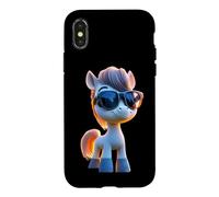 Poney avec Lunettes de Soleil Cavalière Ponette Poneys Coque pour iPhone X/XS