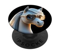 Poney avec Lunettes de Soleil Cavalière Ponette Poneys PopSockets PopGrip Adhésif