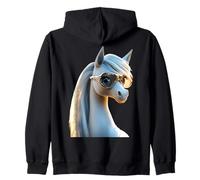 Poney avec Lunettes de Soleil Cavalière Ponette Poneys Sweat à Capuche