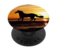 poney cheval cavalier étalon océan lever & coucher de soleil PopSockets Support et Grip pour Smartphones et Tablettes