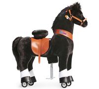 Poney noir avec sabots blanc