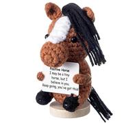 Poney porte-bonheur positif, cadeau de poche Hug Mutmacher avec carte « You can do it », décoration au crochet amusante comme motivation, cadeau anti-stress pour les fans de chevaux, nouvel emploi