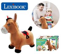 Poney sauteur gonflable LEXIBOOK 2-en-1 peluche Housse amovible avec pompe manuelle Marron