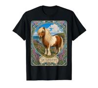 Poney Shetland Elegant Art Nouveau T-Shirt Graphique avec Valeur