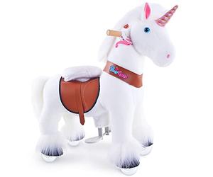 PoneyCycle Officiel Classique Modèle U Montez sur la Licorne Licorne Blanche Jouet en Peluche sur Roues (avec Frein et Son/Hauteur 76 cm/Taille 3 pour Les 3-4 Ans) Ux304