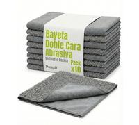 Pongal Lot de 10 chiffons en microfibre double face pour cuisine, nettoyage en profondeur, éponge douce, abrasive, multifonction, réutilisable, absorbant, anti-rayures, lavable, hygiénique, 32 x 32 cm