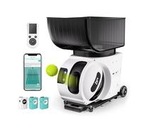 PONGBOT Machine à balles de tennis, application et télécommande, exercices personnalisés, capacité de 150 balles, 128 km/h max, autonomie de plus de 8 heures, double moteur pour topspin et backspin