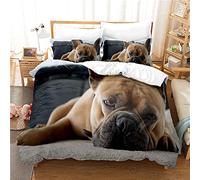PONGLPKBB Housse de Couette 200x200 Bouledogue Animal Parure de Lit et 2 Taies d'oreiller 1/2 Personnes en Microfibre, pour Enfant Ado et Adulte