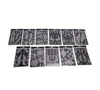 Pongnas 11 Feuilles de Pochoirs pour le Corps, Modèles Temporaires Réutilisables en PVC Imperméable avec des Motifs Complexes, pour la Peinture à L'aérographe et les Festivals