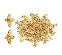 Pongnas 2 Couleurs 100pcs Sac Abeilles en Métal 3D Décoration D'ongle Bâton or Argent Décalcomanies à Ongles Manucure (Or (100 pièces))