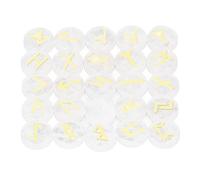 Pongnas 24 Rune Stones Gravées 1 Ensemble de Pierres Vierges avec des Symboles Dorés pour la Méditation DÉCOR DÉCOR (White)