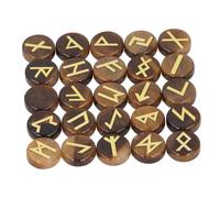 Pongnas 24 Rune Stones Gravées 1 Ensemble de Pierres Vierges avec des Symboles Dorés pour la Méditation DÉCOR DÉCOR (Œil de Tigre Jaune)
