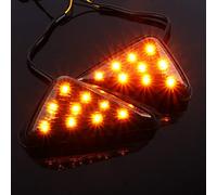 Pongnas 2x Moto 12V Euro Encastré Clignotant Fumée Ambre LED Lumière AP pour ZX6R ZX7R ZX9R ZX10R ZX12R ZZR600 CBR600 GSXR600 GSXR750 GSXR1000 Améliorer la Visibilité Installation Facile