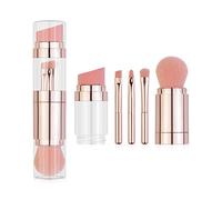 Pongnas 5 en 1 Ensemble de Brosses de Maquillage Multifonctionnel Portables pour les Voyages de Datation de Bureau (Or rose électrolytique)