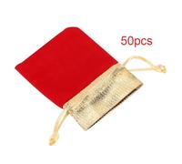 Pongnas 50pcs Petits Sacs à Cordon, Sacs de Bijoux de Matériel en Velours à Cordon de de avec Simples Conceptions à Pas Faciles à Casser ou à Déformation, (Rouge 7 * 9cm)
