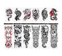 Pongnas 6pcs Autocollants de Tatouage Temporaire, Imperméables, Résistants à la Transpiration, Motifs Réalistes Non Toxiques, avec des Couleurs Vives Faciles à Appliquer et à Enlever,