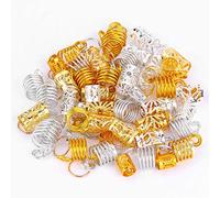 Pongnas 90 Pièces Anneaux de Tresse de Cheveux, Pinces à Dreadlock en Métal Boucles de Cheveux pour Extensions de Tresses Chignons, avec des Couleurs or Argent pour Femmes Filles Fête