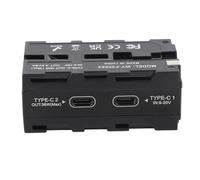 Pongnas Adaptateur de Batterie Factice Double Face pour NP F avec Affichage Numérique 96% d'efficacité Type-C PD Entrée Sortie Protection Inverse pour Caméras