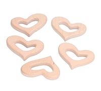 Pongnas Anneau de Dentition en Bois en Forme de Cœur, 5 Pièces, Jouets pour Soulager la Dentition et Pendentifs de Collier à Faire Soi-même
