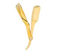 Pongnas Barbier Droit, Style à L'ancienne avec Rotation à 270 Degrés pour le Rasage de la Barbe, Coupe des Poils du Corps, Matériau ABS à Lisse (Or électrolytique)