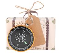 Pongnas Boîte de Faveur de la Fête de la Valise, Mini Boîte de Cadeaux Petites de Cadeaux avec Boussole et Kraft Tags 20pcs de Mariage de Bonbons pour Les Décorations de Fête de Mariage (Doré)