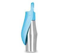 Pongnas Bouteille d'eau Portable pour Chien, Design 2 en 1 avec Joint en Silicone Anti-Fuite et Recyclage de l'eau, Tasse de Voyage en Acier Inoxydable pour Chiens, Bol Distributeur (Bleu Clair)