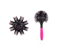 Pongnas Brosse à Cheveux Ronde 3D, Outil de Coiffure à 360 Boules pour Démêler les Cheveux Bouclés, avec Conception Creuse Résistante à la Chaleur pour le Volume et le Massage du Cuir