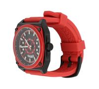 Pongnas Chronographe de Bracelet en Silicone à la Fenêtre de la Fenêtre de la Montres à Quartz Multifonctionnelle Masculine avec Une Fenêtre Date Fendre des Mains Lumineuses pour Les (Rouge)