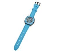 Pongnas Chronographe de Bracelet en Silicone à la Fenêtre de la Fenêtre de la Montres à Quartz Multifonctionnelle Masculine avec Une Fenêtre Date Fendre des Mains Lumineuses pour Les (Blue)