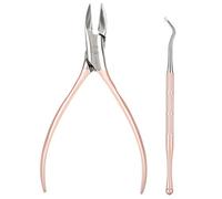 Pongnas Coupe-ongles en Acier Inoxydable, Outil de Manucure Pédicure Professionnel avec Bord de Couteau de Précision et Conception Ergonomique Antidérapante, pour Ongle (Ensemble deux pièces - or
