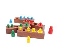 Pongnas Ensemble de Blocs de Cylindre, Enfant Apprentissage Précoce Jouet Montessori Jouets Sensoriels Socker Socket Cylindre en Bois