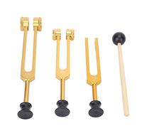 Pongnas Ensemble de Diapasons, Instrument de Guérison Portable en Alliage D'aluminium 128 Hz 256 Hz 512 pour la Musicothérapie, avec une Conception Légère pour les Tests Auditifs de (GOLD)