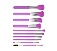 Pongnas Ensemble de Pinceaux de Maquillage, 10 Pièces, Pinceaux de Maquillage pour le Visage avec Manche en Bois Souple pour Femmes, avec étui Portable pour un Usage Professionnel