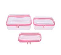 Pongnas Étui Rigide à Fermeture éclair, Boîte de Rangement Transparente étanche avec Fermeture éclair Scellée et Conception Empilable, pour Jouets, Articles de Toilette, (Ensemble 3 en 1 (épaisseur