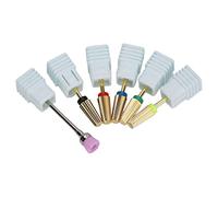Pongnas Forets à Ongles en Acier au Tungstène, Outil de Manucure Multifonctionnel 5 en 1 pour Ongles en Gel Dur Acrylique, avec Têtes de Meulage XF F M C XC pour Salon de Nail Art à (GOLD)