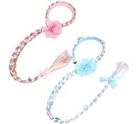 Pongnas Jolis Bandeaux pour Enfants, Tresses de Perruque pour Filles, Accessoires de Cheveux (Fleur Bleue)