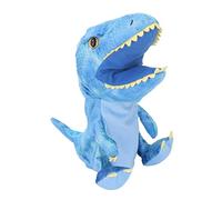 Pongnas Jouet à Main de Dinosaure en Peluche à Bouche Mobile de 11,8 Pouces pour Enfants et Adultes - Marionnette à Main Douce, Colorée et Sûre (Blue)