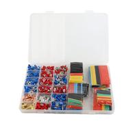 Pongnas Kit D'assortiment de 350 Cosses de Fil électrique, 328 Pièces de Tubes Thermorétractables avec Matériau en Polyoléfine, pour Fils Automobiles, Appareils électriques, Réparation