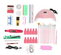 Pongnas Kit de Manucure complet : Lampe UV/LED 54 W avec Affichage Numérique et Capteur Infrarouge, 18 LED, Ponceuse à Ongles USB, Pinces pour Dissolvant, Bloc de polissage. Idéal