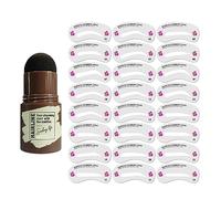 Pongnas Kit de Tampons à Sourcils, Tampon à Sourcils Imperméable Longue Durée avec 24 Cartes, Tête de Champignon Douce pour Débutants et Toutes les Carnations (2)