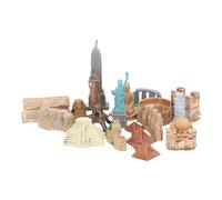 Pongnas Mini Bâtiments Miniatures de la Ville du Monde 17 Pièces, Figurines Célèbres, Kit de Modèle de Pyramide égyptienne, Jouet éducatif pour Enfants, Mini Figurines, Ensemble de